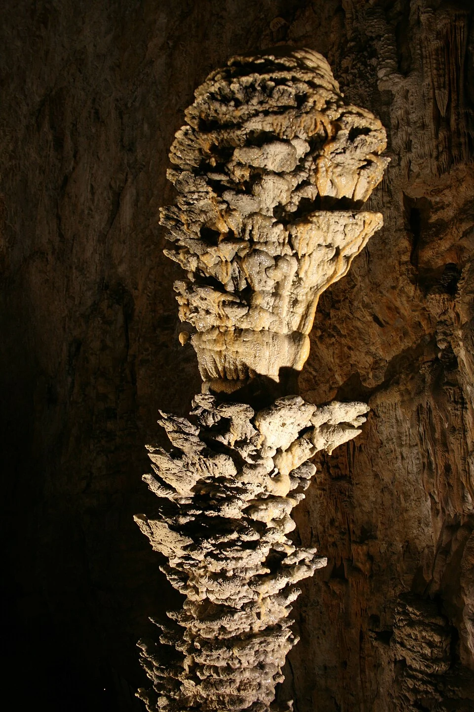A stalagmite inside Grotta Gigante