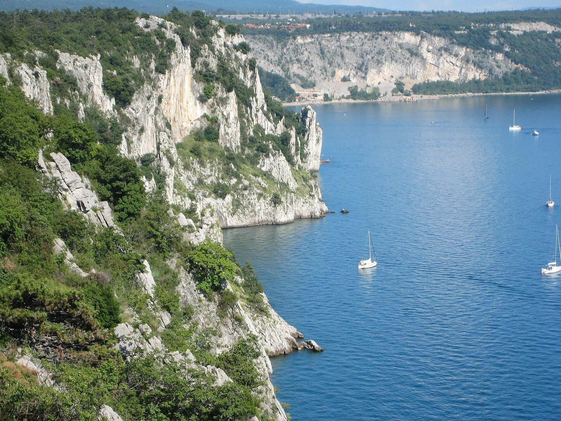 Limestone cliffs and the Gulf of Trieste from the Rilke Trail