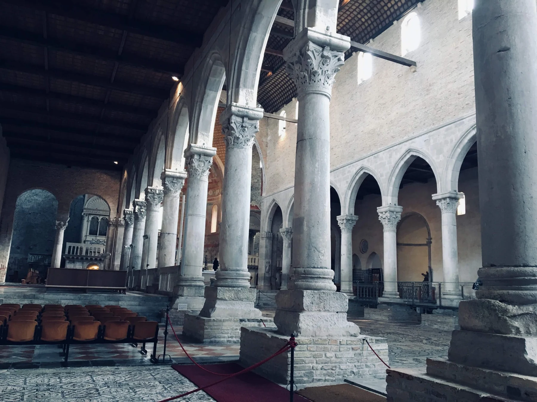 Stone columns inside the Basilica of Aquileia