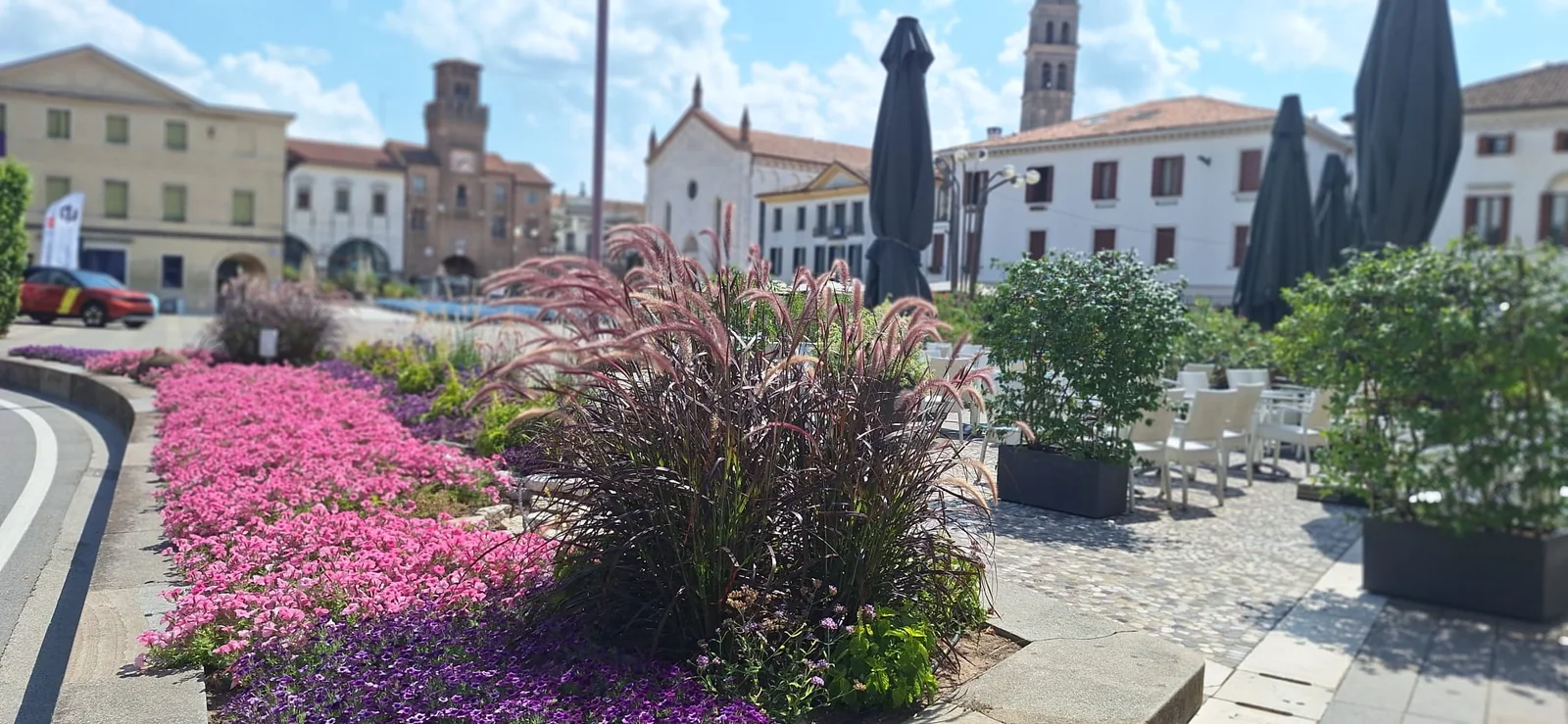 Flower-filled square in Oderzo