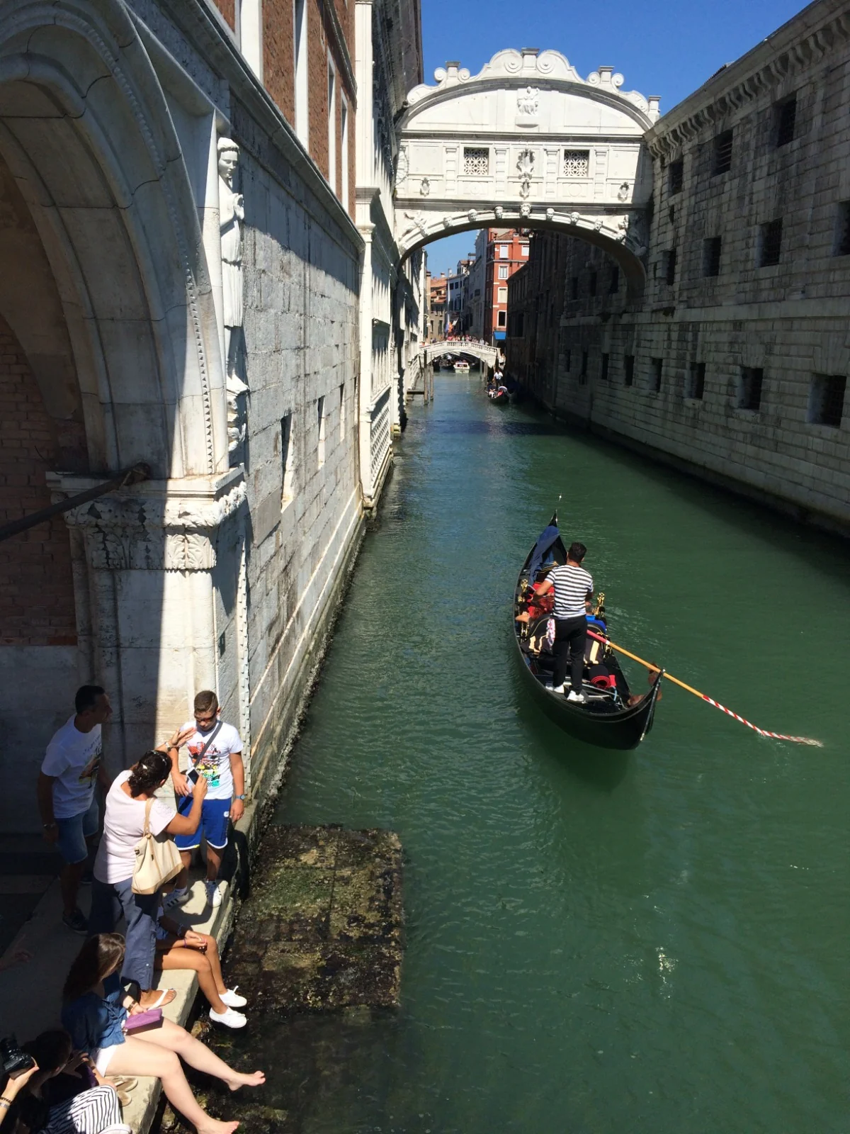 Gondola passing along a Venetian canal