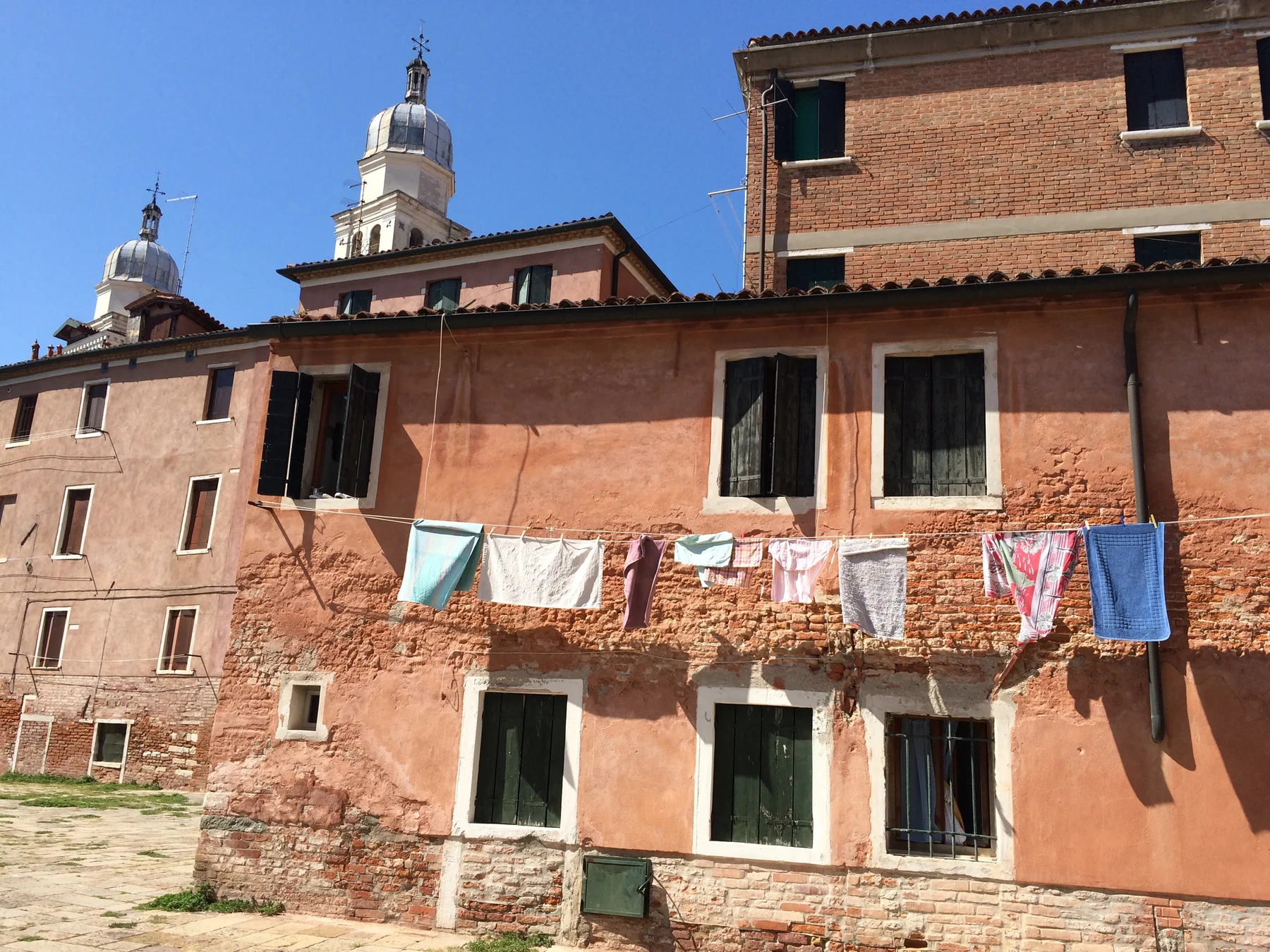 A residential canal and laundry in Venice